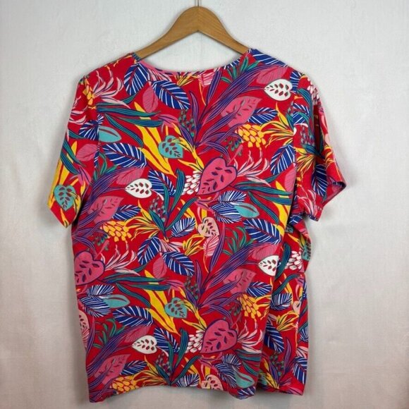 Talbots the Talbots Tee Women's Red Floral tropical stretch top size 2X Summer - Picture 6 of 9